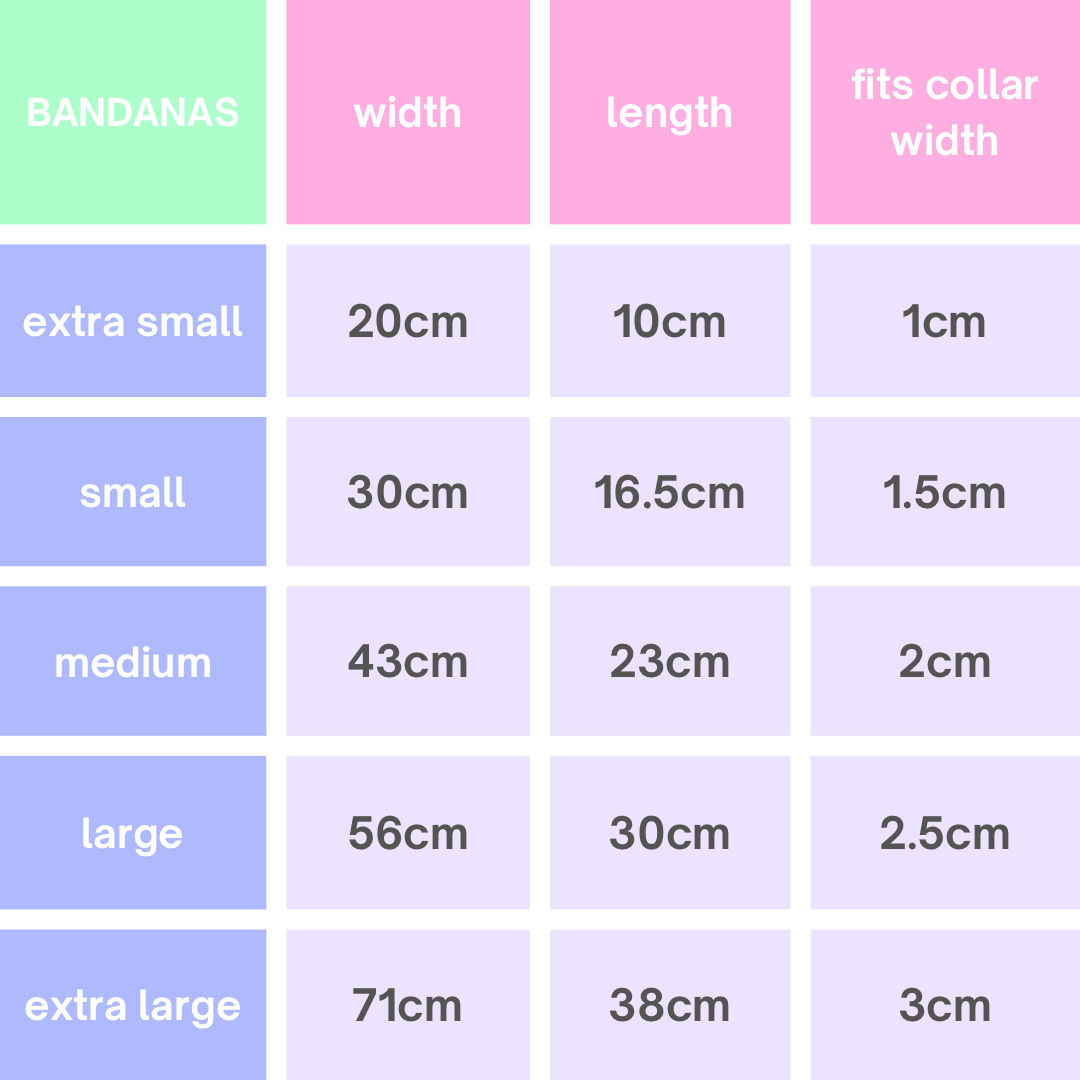 bandana size chart