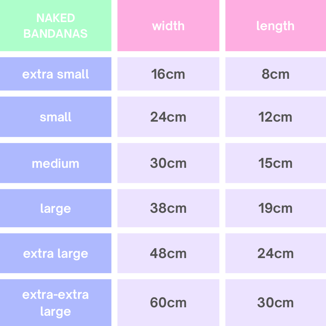 pet bandana size chart 