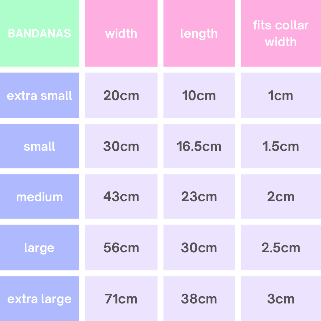 bandana size chart 